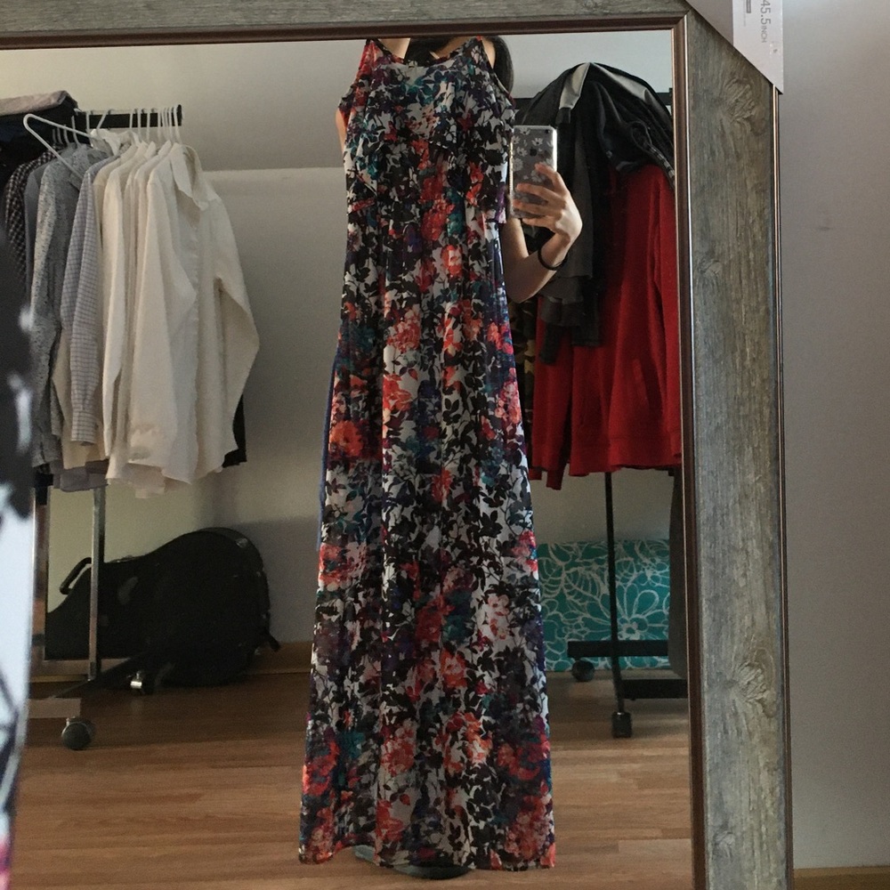 Flower print long dress